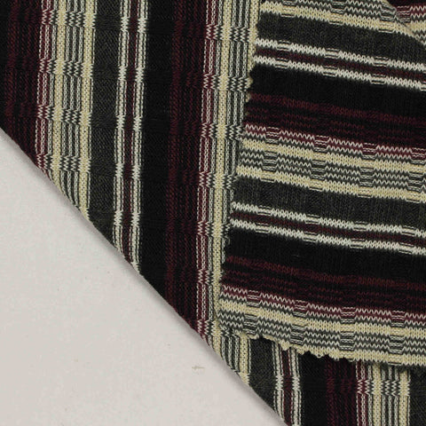Dark Grey Horizontal-Stripe Rib Knit, Polyester, 205 gsm