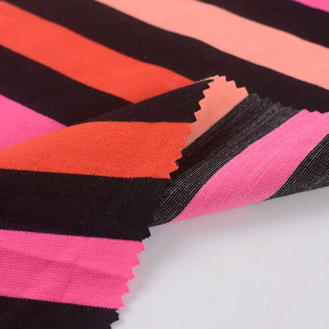 Black Horizontal-Stripe Ponte Knit, 375 gsm