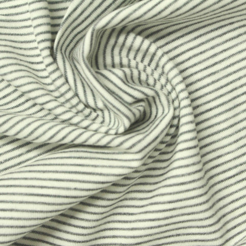 Off-White Horizontal-Stripe Jersey Knit, Poly-Viscose, 180 gsm