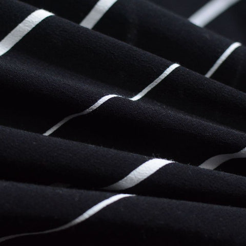 White Horizontal-Stripe Woven, Viscose, 125 gsm