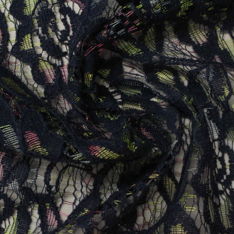 Black Floral Lace, Cotton, ref EF-201797