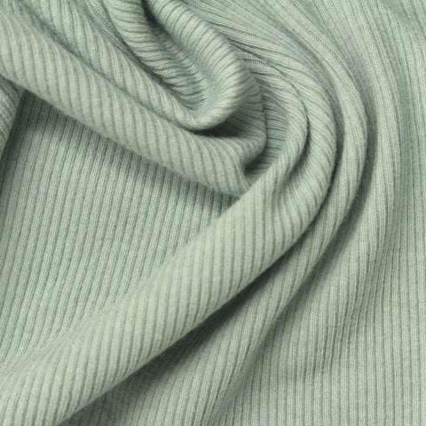 Pale Sage Ribbed Rib Knit, Cotton-Poly