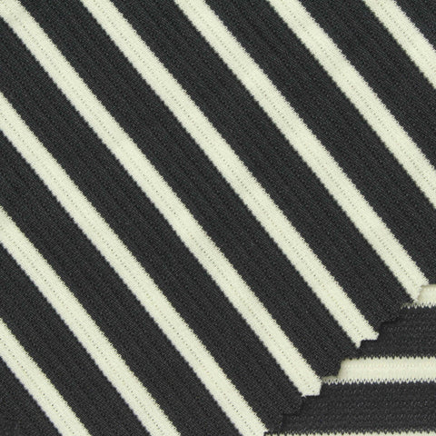 Dark Grey Stripes Knit, Polyester, 220 gsm, 175 cm