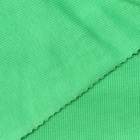 Cotton Stretch Rib Knit Fabric, 320 gsm, 115 cm — Green