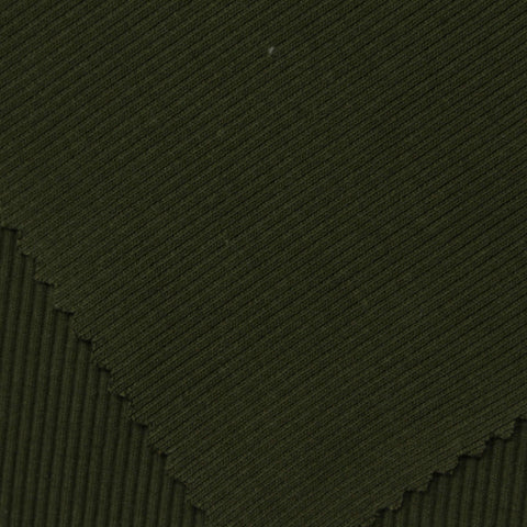 Dark Olive Rib Knit, Cotton-Poly