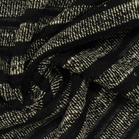 Black Horizontal-Stripe Chenille, Poly-Cotton