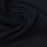 Brushed Polyester Stretch Rib Knit Fabric, 250 gsm, 140 cm — Navy — photo 2