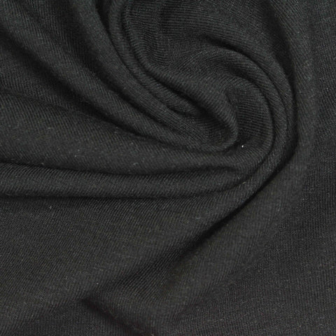 Polyester Tencel Lyocell Stretch Jersey Knit Fabric, 190 gsm, 153 cm — Black