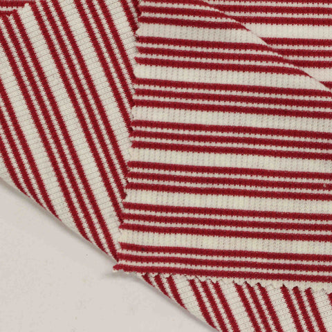 Red Horizontal-Stripe Rib Knit, Poly-Cotton