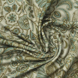 Teal Bold-Floral Milk Silk Knit, Polyester — photo 2
