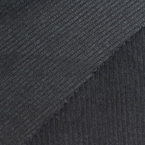 Brushed Polyester Stretch Rib Knit Fabric, 160 gsm — Black