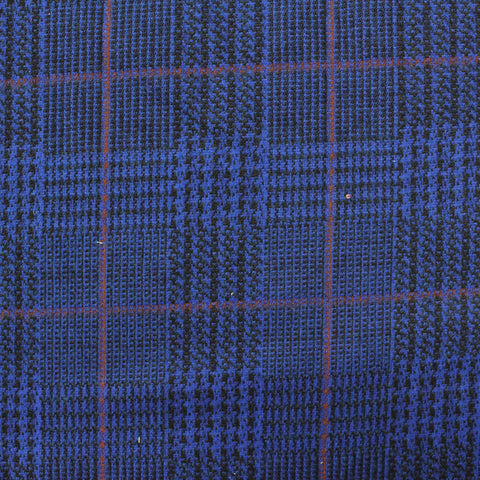 Blue Houndstooth Knit, Polyester, 200 gsm
