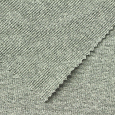 Light Grey Marl Rib Knit, Cotton, 390 gsm