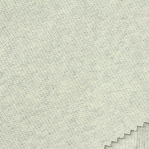 Light Grey Marl Rib Knit, Cotton, 470 gsm