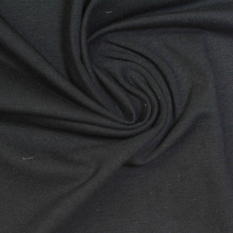 Cotton Stretch Jersey Knit Fabric, 220 gsm, 163 cm — Black