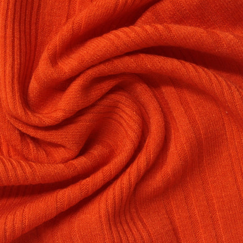 Polyester Viscose Stretch Rib Knit Fabric, 285 gsm, 135 cm — Orange