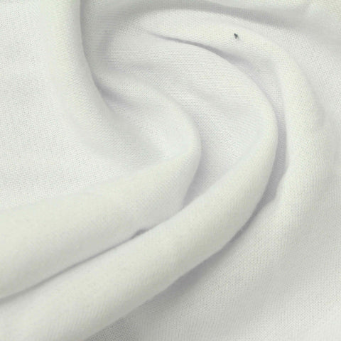 Brushed Polyester Cotton French Terry Fabric, 233 gsm, 186 cm — White