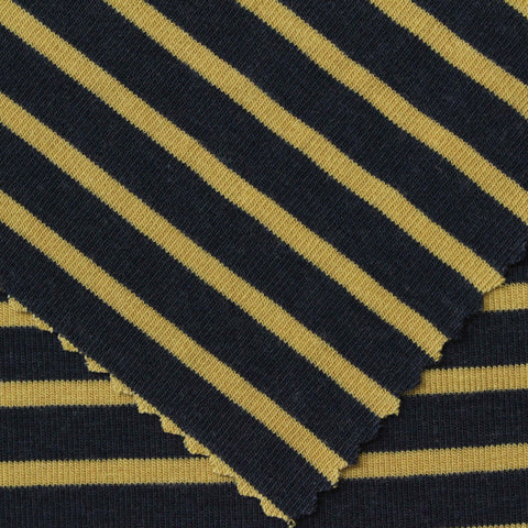 Dark Blue Stripes Knit, Viscose-Cotton