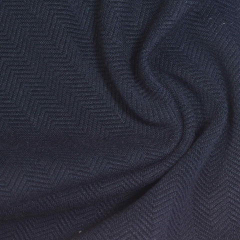 Dark Navy Chevron Interlock Knit, Cotton-Nylon
