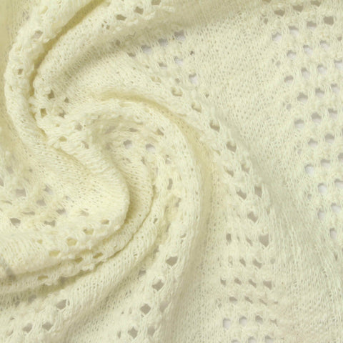 Cream Openwork-Eyelet Jersey Knit, Cotton-Poly