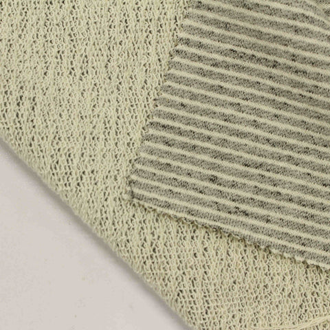 Light Beige Horizontal-Stripe French Terry, Cotton-Poly, 285 gsm
