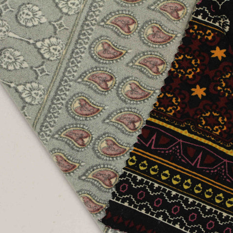 Black Paisley Milk Silk Knit, Polyester