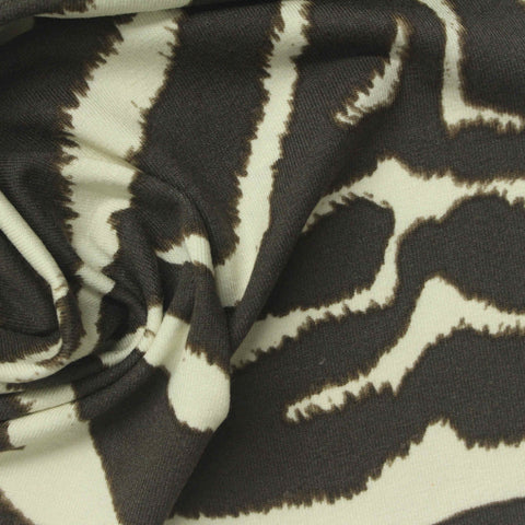 Dark Brown Zebra Jersey Knit, Viscose