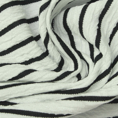 Black Horizontal-Stripe Knit, Polyester, 220 gsm