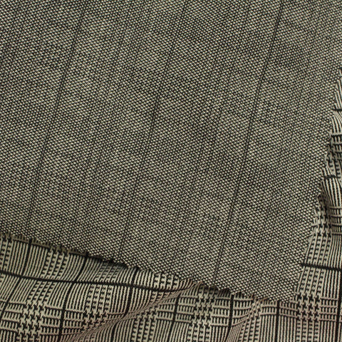 Black Plaid Knit, Viscose, 257 gsm