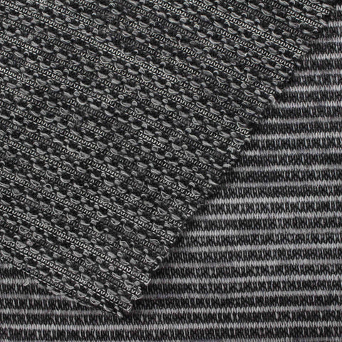 Light Grey Horizontal-Stripe Chunky Knit, Polyester, 186 gsm