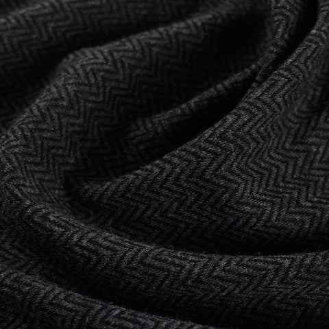 Dark Grey Herringbone Chunky Knit, Polyester
