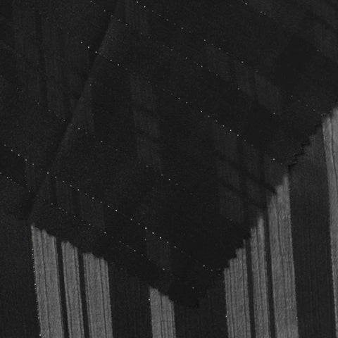 Black Vertical-Stripe Chiffon, Polyester, 83 gsm