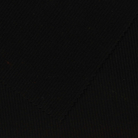 Polyester Cotton Rib Knit Fabric, 266 gsm, 165 cm — Black