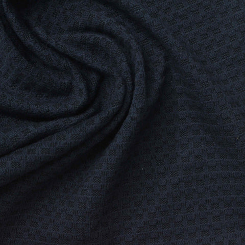 Plaid Cotton Nylon Stretch Jersey Knit Fabric, 175 gsm, 118 cm — Navy