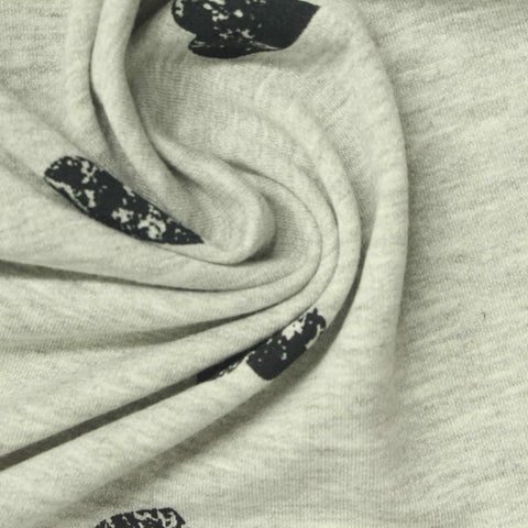 Black Hearts French Terry, Poly-Viscose
