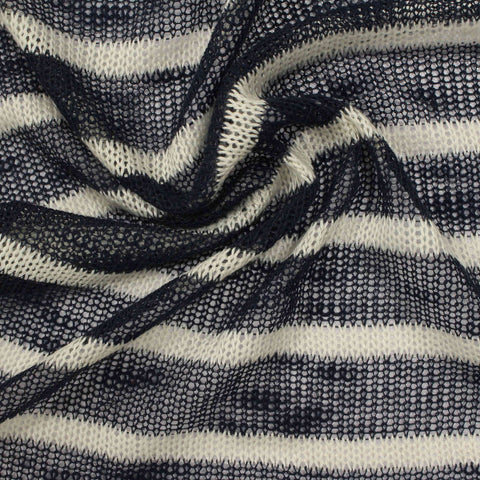 Navy Stripes Chunky Knit, Poly-Viscose