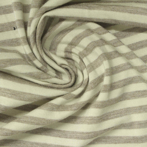 Beige Stripe Jersey Knit, Viscose