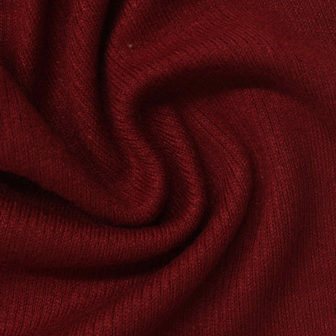 Viscose Nylon Blend Stretch Rib Knit Fabric, 380 gsm, 160 cm — Red