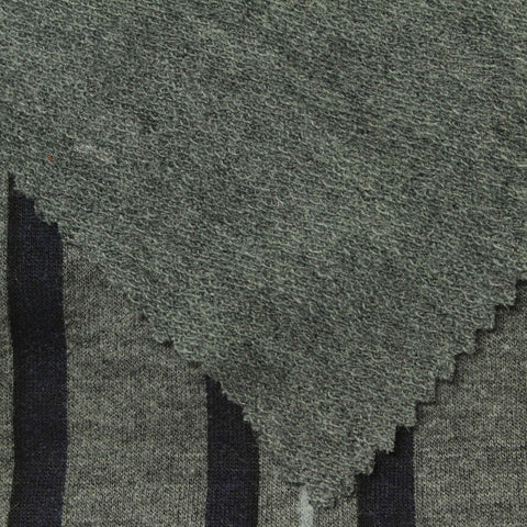 Grey Vertical-Stripe French Terry, Viscose-Cotton