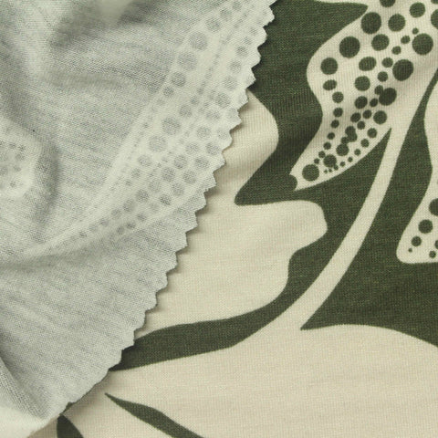 Cream Floral Jersey Knit, Viscose, 170 gsm