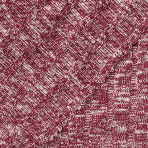 Red Heathered-Marl Rib Knit, Poly-Viscose