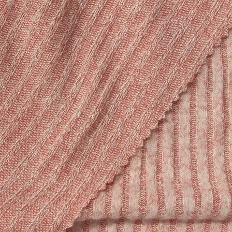 Brushed Viscose Polyester Stretch Rib Knit Fabric, 172 gsm, 152 cm — Pink