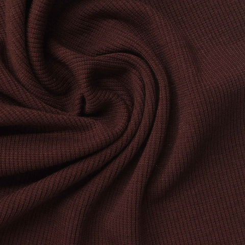 Polyester Viscose Stretch Rib Knit Fabric, 280 gsm, 160 cm — Brown