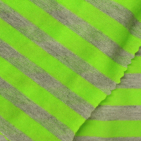 Neon Green Horizontal-Stripe Knit, Poly-Metallic