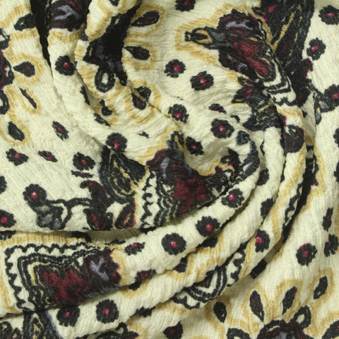 Dark Red Abstract Crepe, Polyester