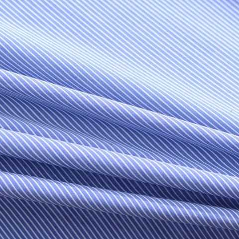 Blue Vertical-Stripe Poplin, Cotton-Nylon