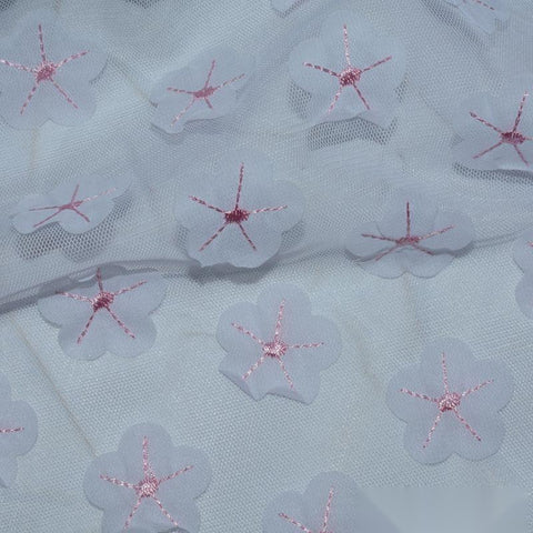 Light Blue Floral Chiffon, Polyester