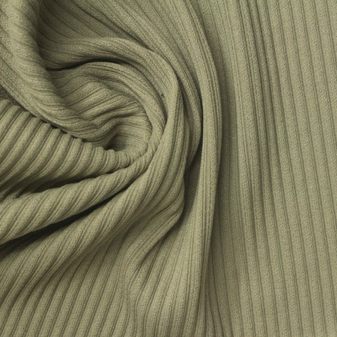 Jacquard Polyester Stretch Rib Knit Fabric, 250 gsm, 175 cm — Khaki