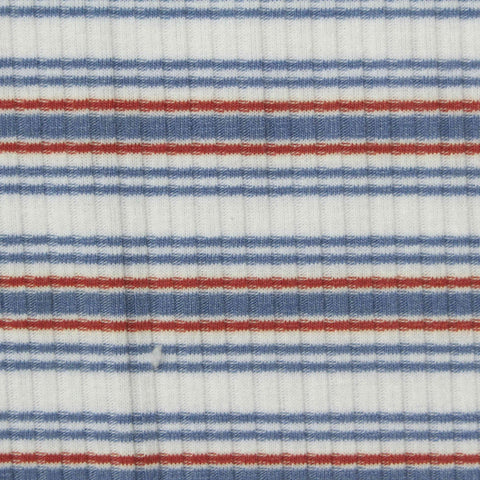 Blue Stripes Rib Knit, Poly-Viscose, 200 gsm
