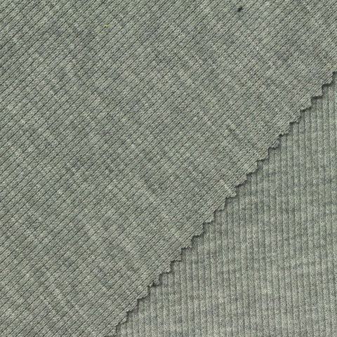 Heathered Grey Marl Rib Knit, Polyester, 302 gsm